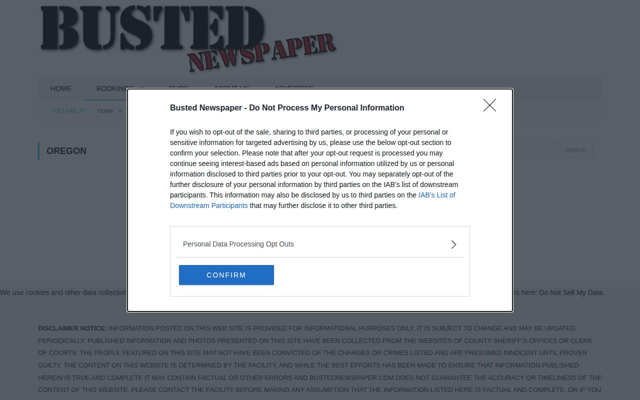BustedNewspaper Oregon secondary state-page navigation